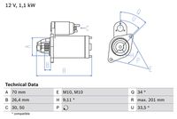 BOSCH 0986020350 - Motor de arranque