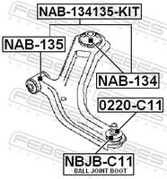 FEBEST NAB-134 - Suspensión, Brazo oscilante