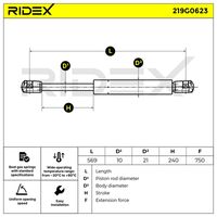 RIDEX 219G0623 - Muelle neumático, maletero/compartimento de carga