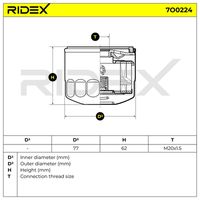 RIDEX 7O0224 - Filtro de aceite