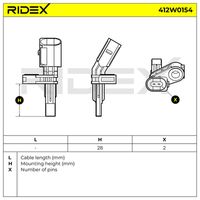RIDEX 412W0154 - Sensor, revoluciones de la rueda