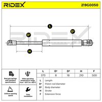 RIDEX 219G0050 - Muelle neumático, maletero/compartimento de carga