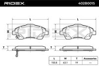 RIDEX 402B0015 - Juego de pastillas de freno