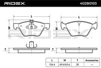 RIDEX 402B0103 - Juego de pastillas de freno