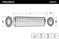 RIDEX 8A0011 - Filtro de aire