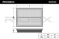 RIDEX 8A0022 - Filtro de aire