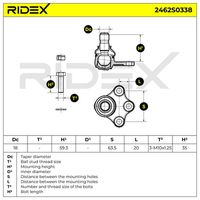 RIDEX 2462S0338 - Rótula de suspensión/carga
