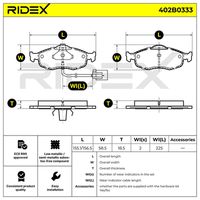 RIDEX 402B0333 - Juego de pastillas de freno
