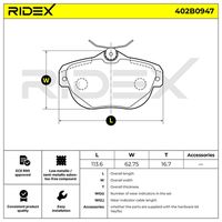 RIDEX 402B0947 - Juego de pastillas de freno