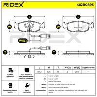 RIDEX 402B0895 - Juego de pastillas de freno