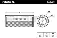 RIDEX 8A0208 - Filtro de aire
