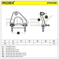 RIDEX 273C0281 - Brazo oscilante, suspensión de ruedas