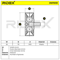 RIDEX 310T0131 - Polea tensora, correa poli V