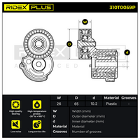 RIDEX 310T0059P - Polea tensora, correa poli V