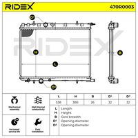 RIDEX 470R0003 - Radiador, refrigeración del motor