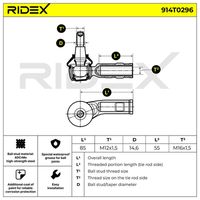 RIDEX 914T0296 - Rótula barra de acoplamiento