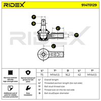 RIDEX 914T0129 - Rótula barra de acoplamiento