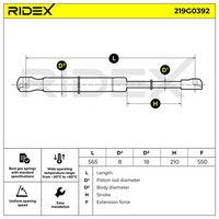 RIDEX 219G0392 - Muelle neumático, maletero/compartimento de carga