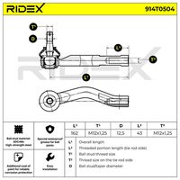RIDEX 914T0504 - Rótula barra de acoplamiento