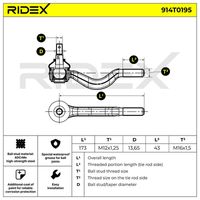 RIDEX 914T0195 - Rótula barra de acoplamiento
