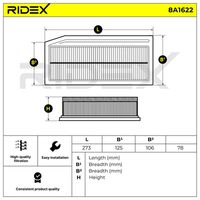RIDEX 8A1622 - Filtro de aire