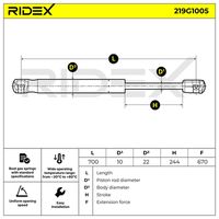RIDEX 219G1005 - Muelle neumático, maletero/compartimento de carga