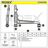 RIDEX 273C0758 - Barra oscilante, suspensión de ruedas