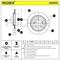 RIDEX 82B1939 - Disco de freno