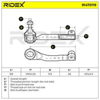 RIDEX 914T0119 - Rótula barra de acoplamiento