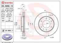 BREMBO 09A86810 - Disco de freno - PRIME LINE