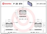 BREMBO P23074 - Juego de pastillas de freno - PRIME LINE