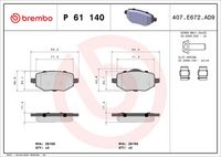 BREMBO P61140 - Juego de pastillas de freno - PRIME LINE