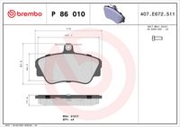 BREMBO P86010 - Juego de pastillas de freno - PRIME LINE