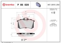 BREMBO P 85 020 - Juego de pastillas de freno