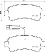 HELLA 8DB355024871 - Lado de montaje: Eje trasero<br>Código de carga útil: 12Q<br>Tipo de vehículo: 500<br>Código de carga útil: Carga útil pesada<br>Código de carga útil: 16Q<br>Ancho [mm]: 137,1<br>Altura [mm]: 48,8<br>Espesor [mm]: 18,8<br>Contacto avisador de desgaste: con contacto de aviso de desgaste incorporado<br>Número de indicadores de desgaste [por eje]: 2<br>Artículo complementario / información complementaria 2: con tornillos pinza freno<br>Artículo complementario/Información complementaria: con accesorios<br>Número de WVA: 24465<br>Sistema de frenos: Bosch<br>Peso [kg]: 1,47<br>Nº de información técnica: T2443<br>