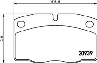 HELLA 8DB355007251 - Lado de montaje: Eje delantero<br>Ancho [mm]: 100<br>Altura [mm]: 59<br>Espesor [mm]: 15,4<br>Nº de información técnica: BL1174B2<br>Sistema de frenos: DELCO MORAINE<br>Homologación: E1 90R-01030/115<br>Tipo de freno: Discos<br>