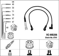 NGK 0741 - año construcción desde: 01/1981<br>Cantidad: 7<br>Cable de encendido: Versión de conexión SAE<br>Cable de encendido: cable encendido de cobre<br>Bobina de encendido: Versión de conexión SAE<br>Distribuidor/rotor de encendido: Versión de conexión SAE<br>Longitud 1 [mm]: 410<br>Longitud 2 [mm]: 510<br>Artículo complementario / información complementaria 2: con chapa protección térmica<br>Long. 3 [mm]: 640<br>Long. 4 [mm]: 670<br>Long. 5 [mm]: 800<br>Long. 6 [mm]: 900<br>Diámetro cable [mm]: 7<br>Longitud 1 [mm], cable de encendido de bobina hasta distr.: 430<br>