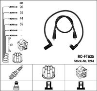 NGK 7244 - Cantidad: 5<br>Cable de encendido: Versión de conexión SAE<br>Bobina de encendido: Versión de conexión DIN<br>Distribuidor/rotor de encendido: Versión de conexión DIN<br>Longitud 1 [mm]: 205<br>Longitud 2 [mm]: 295<br>Long. 3 [mm]: 385<br>Long. 4 [mm]: 495<br>Diámetro cable [mm]: 8<br>Longitud 1 [mm], cable de encendido de bobina hasta distr.: 525<br>