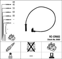 NGK 8480 - Cable de encendido: apantallado<br>Diámetro cable [mm]: 7<br>Longitud 1 [mm]: 555<br>Longitud 2 [mm]: 495<br>Long. 3 [mm]: 435<br>Long. 4 [mm]: 375<br>Material: Silicona<br>Cantidad líneas: 5<br>Long. 5 [mm]: 485<br>Bujía de encendido: Versión de conexión SAE<br>Bobina de encendido: Versión de conexión DIN<br>Distribuidor/rotor de encendido: Versión de conexión DIN<br>