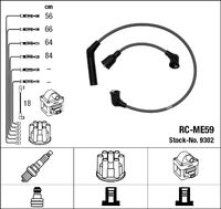 NGK 9302 - año construcción desde: 06/1986<br>Cantidad: 5<br>Cable de encendido: Versión de conexión SAE<br>Cable de encendido: Cable resistivo<br>Bobina de encendido: Versión de conexión DIN<br>Distribuidor/rotor de encendido: Versión de conexión DIN<br>Longitud 1 [mm]: 580<br>Longitud 2 [mm]: 620<br>Long. 3 [mm]: 680<br>Long. 4 [mm]: 850<br>Diámetro cable [mm]: 7<br>Longitud 1 [mm], cable de encendido de bobina hasta distr.: 330<br>