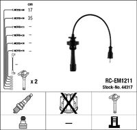 NGK 44317 - Cantidad: 2<br>Cable de encendido: Versión de conexión SAE<br>Cable de encendido: Cable resistivo<br>Bobina de encendido: Versión de conexión DIN<br>Longitud 1 [mm]: 90<br>Longitud 2 [mm]: 270<br>Diámetro cable [mm]: 5<br>