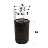 RIDEX 7O0099 - Diámetro exterior [mm]: 78<br>Rosca empalme: 3/4\"-16F<br>Altura [mm]: 78<br>Tipo de filtro: Filtro enroscable<br>presión apertura válvula de desviación [bar]: 2,5<br>