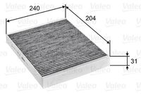 RIDEX 424I0441 - Tipo de filtro: Filtro de carbón activado<br>Longitud [mm]: 240<br>Ancho [mm]: 204<br>Altura [mm]: 30<br>