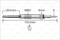 RIDEX 243G0016 - Código de motor: BVG<br>Tipo de bujías: Calentadores de cerámica<br>Tensión [V]: 7,0<br>Intensidad de corriente [A]: 7,0<br>Resistencia [Ohm]: 0,3<br>Longitud total [mm]: 117,0<br>Profundidad de montaje [mm]: 30,0<br>Medida de rosca: M8 x 1,0<br>Ancho de llave: 8 mm<br>Técnica conexión: PIN<br>