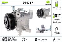 RIDEX 447K0625 - Restricción de fabricante: VALEO-EQUIVALENT<br>Poleas: con polea para correa poli V<br>ID compresor: DKV10Z<br>Tensión [V]: 12<br>Agente frigorífico: R 1234yf<br>Agente frigorífico: R 134 a<br>Aceite para compresor: PAG 100 YF<br>Número de canales: 6<br>poleas - Ø [mm]: 110<br>Capacidad aceite [ml]: 150<br>Ø entrada [mm]: 21,3<br>Ø salida [mm]: 15,5<br>Calidad: OE-EQUIVALENT<br>Forma del enchufe: redondo<br>Artículo complementario / información complementaria 2: con junta tórica<br>