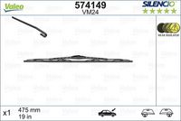 VALEO 574149 - Lado de montaje: lado del conductor<br>Tipo de escobilla: Escobillas con arco<br>Cantidad: 1<br>Longitud [mm]: 600<br>Longitud [pulgada]: 24<br>