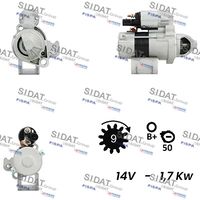 RIDEX 2S0539 - Potencia nominal [kW]: 1,7<br>Tensión [V]: 12<br>Diámetro de brida [mm]: 76<br>Número de dientes: 9<br>Sentido de giro: Sentido de giro a la derecha (horario)<br>Pinza: M8<br>ID del modelo de conector: 0175<br>Cantidad de agujeros de fijación: 3<br>Cant. taladros roscados: 2<br>peso neto [kg]: 3,3<br>