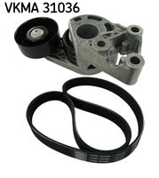SKF VKMA31036 - Unidades accionadas: Alternador<br>Equipamiento de vehículo: para vehículos con climatizador<br>Número de nervaduras: 6<br>para long. correa [mm]: 996<br>Ancho [mm]: 21,36<br>Equipos/Rodillos: incl. rodillo tensor<br>