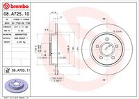 BREMBO 08A72511 - Lado de montaje: Eje trasero<br>Tipo de disco de frenos: macizo<br>Espesor de disco de frenos [mm]: 11<br>Número de orificios: 5<br>Altura [mm]: 41<br>Diámetro de centrado [mm]: 64<br>Diámetro exterior [mm]: 271<br>Espesor mínimo [mm]: 9<br>Par apriete [Nm]: 130<br>