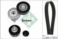 Schaeffler INA 529050910 - Unidades accionadas: Alternador<br>Equipamiento de vehículo: para vehículos con climatizador<br>Longitud 1 [mm]: 2413<br>Número de nervaduras: 6<br>Poleas: con polea de rueda libre<br>Artículo complementario / información complementaria 2: Revisar/sustituir poleas libres del alternador<br>SVHC: No existen sustancias SVHC<br>